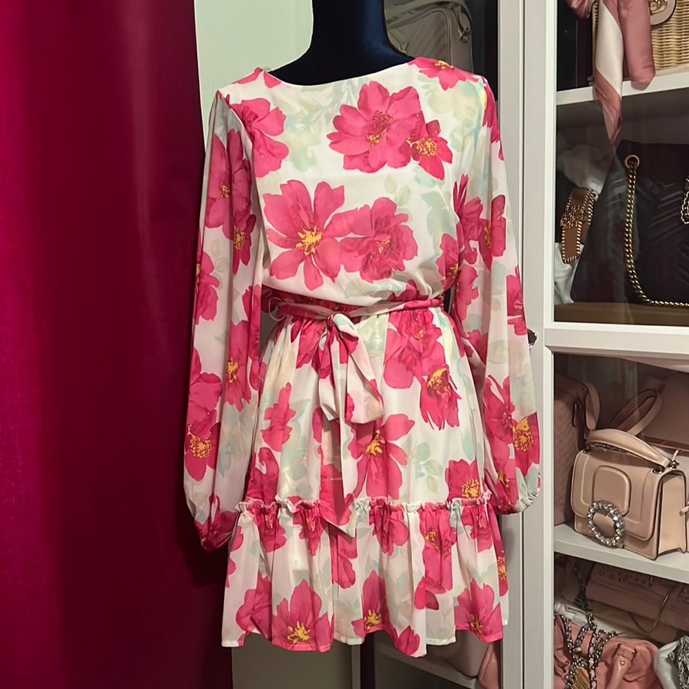 Fly Tomato Pink Flower Dress